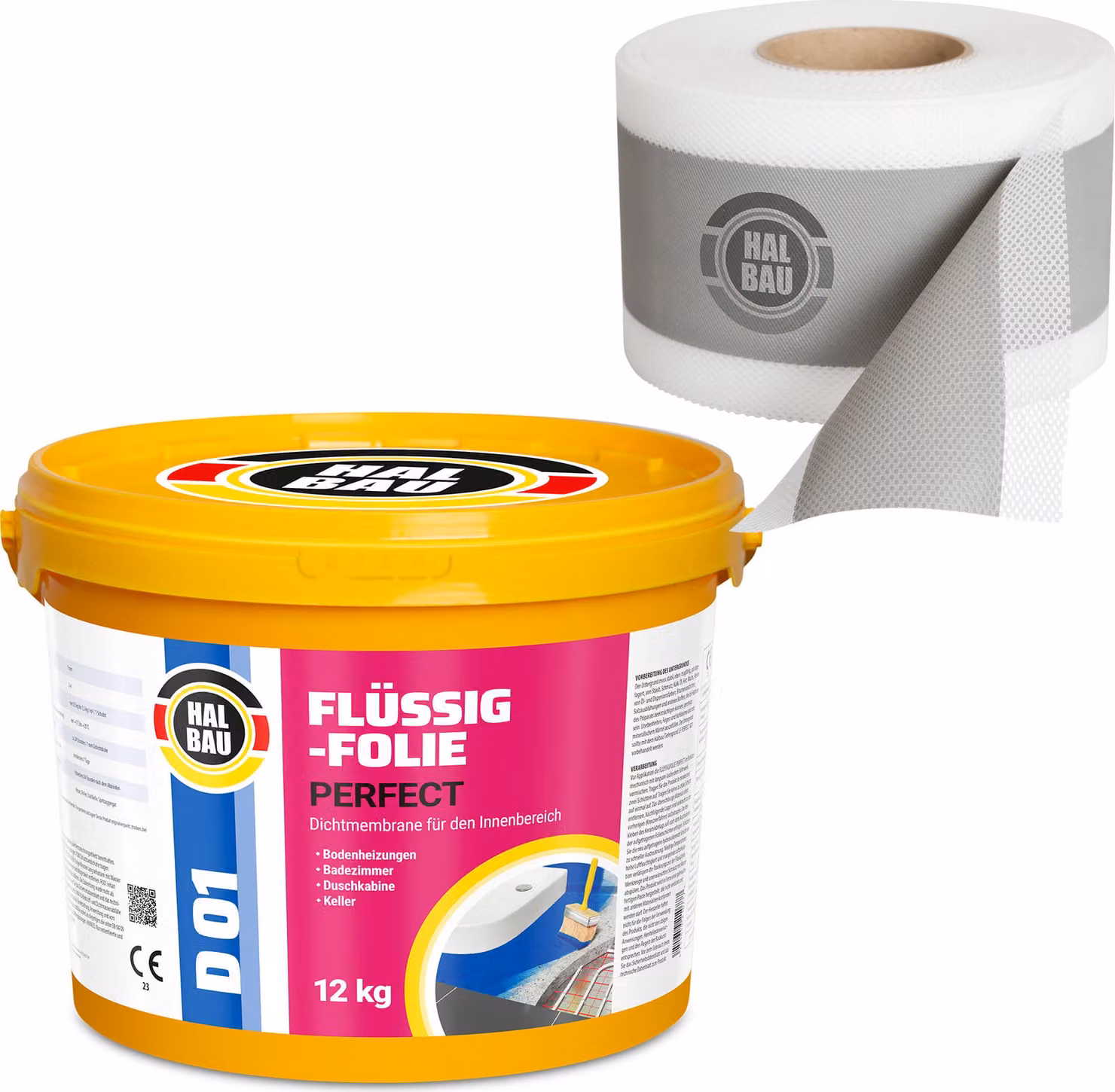 Kit di sigillatura liquido, 12 kg. Pellicola sigillante, nastro sigillante da 5 metri. Set di sigillatura per doccia e bagno, resistente all'acqua (H2O)