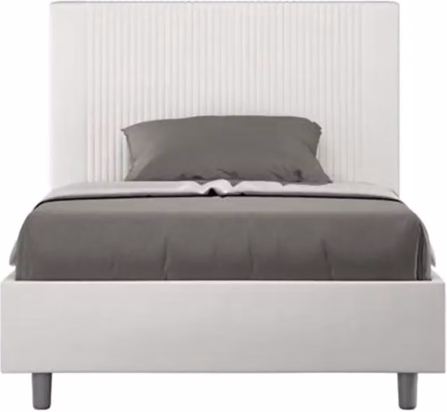 Letto una piazza e mezza senza rete imbottito 120x190 similpelle bianco Goya