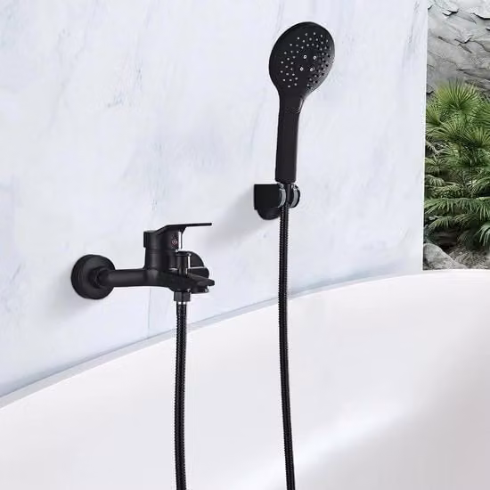 Doccia bagno con rubinetto per doccia, rubinetto per doccia a mano, rubinetto per doccia con maniglione, rubinetto bagno con doccia, miscelatore, rubinetto per doccia a parete, colore nero