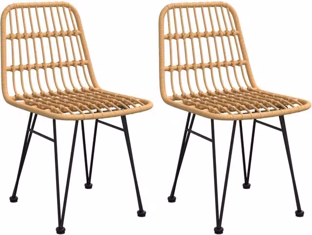 Set di 2 sedie da giardino moderne in polyrattan beige con braccioli per esterno, balcone o terrazza, L/P/H: 48 x 62 x 84 cm
