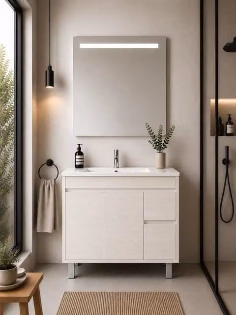 Mobile bagno con lavabo ORIGENBATH ISQUIA senza specchio 100x40 cm bianco nordico