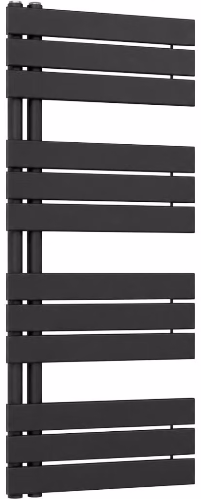 Radiatore da bagno Theo - destro/sinistro - attacco asimmetrico da 50 mm - 575W - nero opaco - 1200x500 mm