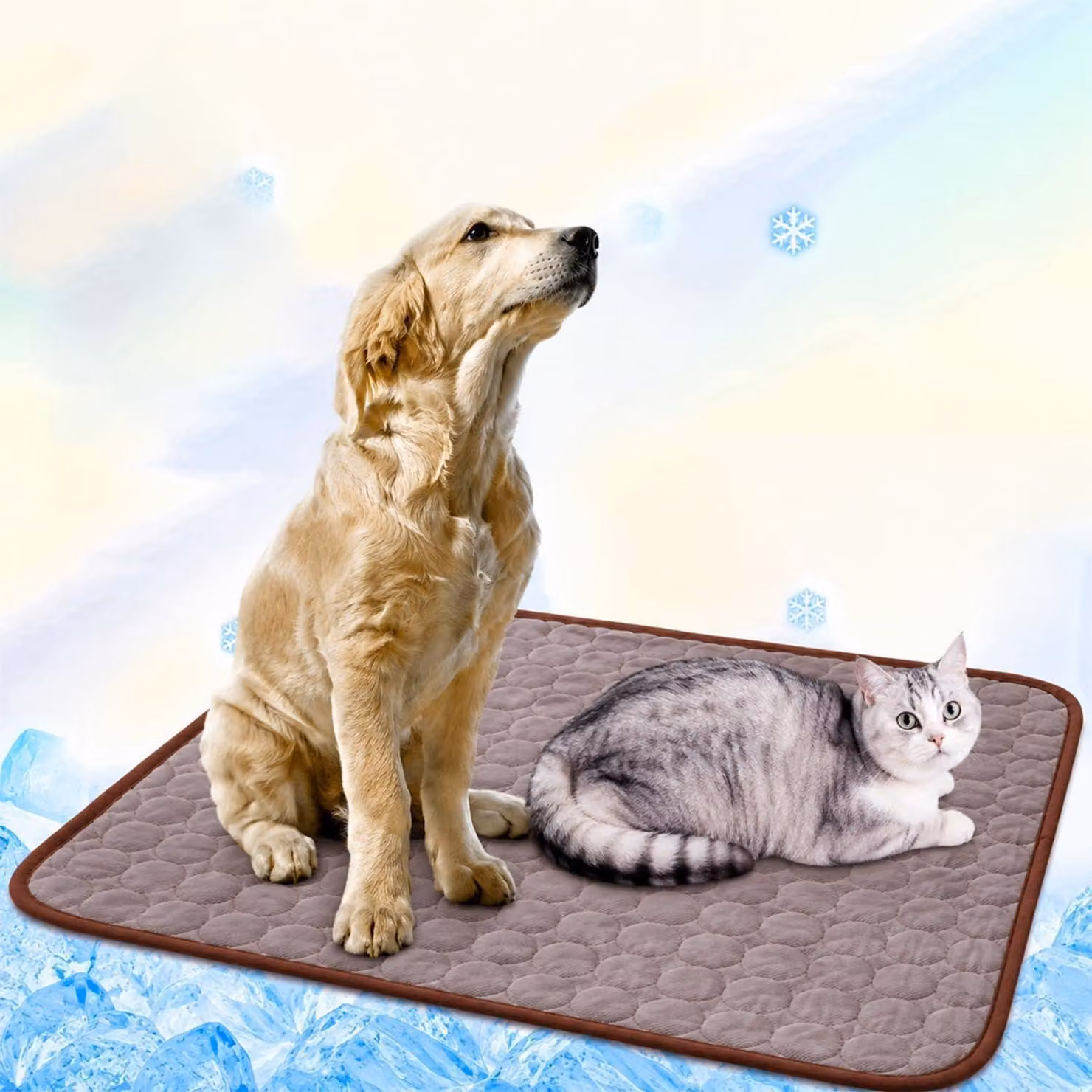 Tappetino refrigerante per cani e gatti, auto-raffreddante, non tossico, antiscivolo, lavabile, 30x40 cm, colore marrone