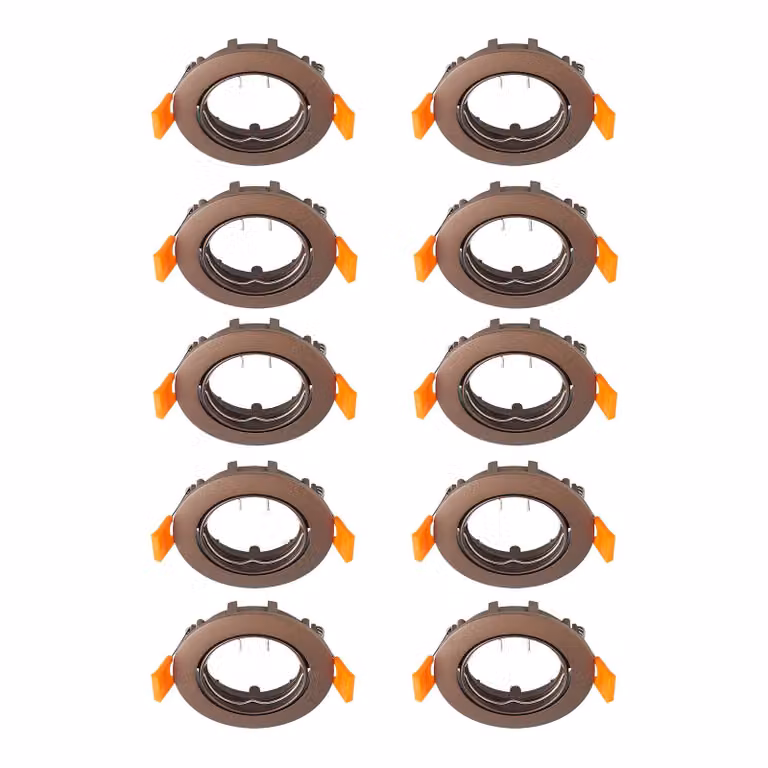 Prios plafoniera a incasso Fibur, bronzo, zinco, Ø 8,2 cm, 10 unità Fibur PRIOS, dimmerabile, Bronzo / Ottone antico, Soggiorno / Sala da pranzo, Metallo, Moderno