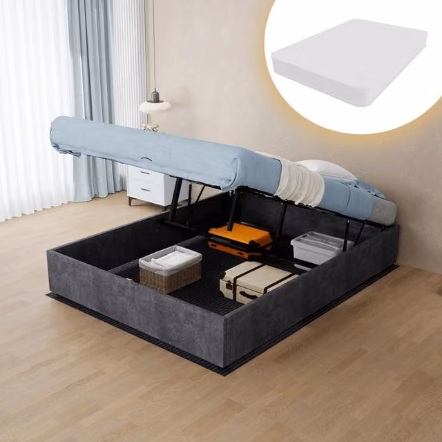 letto tela e metallo grigio 140 x 200 cm