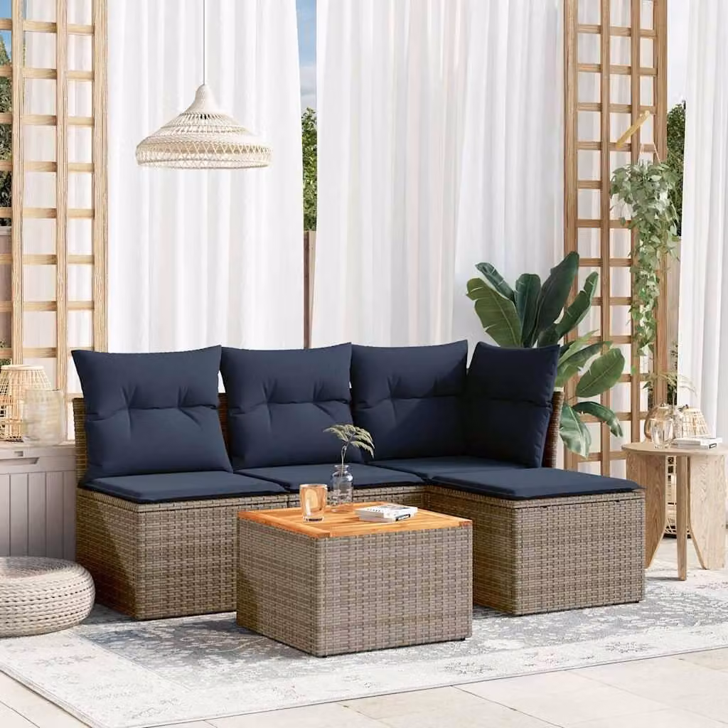Maison Exclusive - Set di 5 divani da giardino con cuscini, grigio, polyrattan