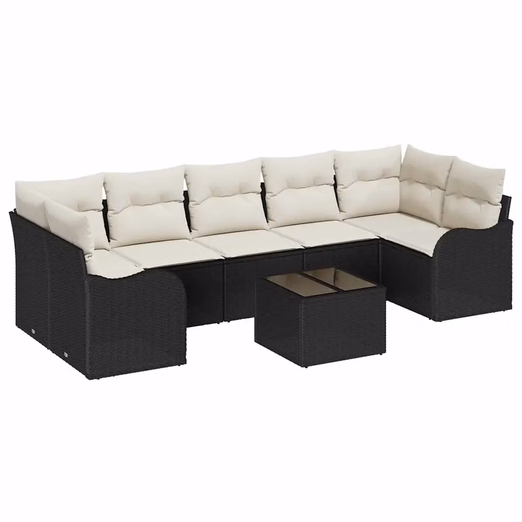 Set Divano da Giardino vidaXL 8 Pezzi con Cuscini Nero e Beige in Acciaio Verniciato a Polvere – 2