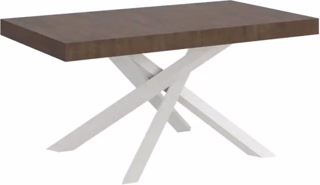 Tavolo allungabile Volantis Itamoby colore noce con gambe bianche L: 200/304 cm, P: 90 cm