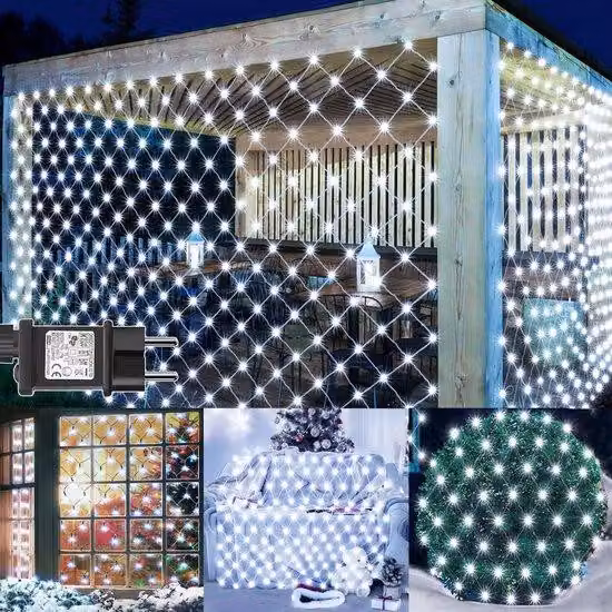 Ghirlanda luminosa da esterno 3x2 m, 200 LED, timer, impermeabile, bianca
