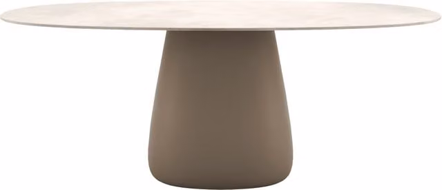 Tavolo ovale da giardino Qeeboo Cobble in gres laminato beige L: 109 cm, P: 75 cm, H: 109 cm