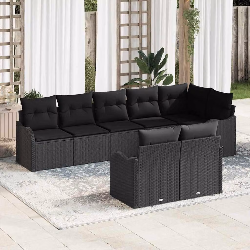 Maison Exclusive - Set Divano da Giardino 8 pcs Nero polyrattan