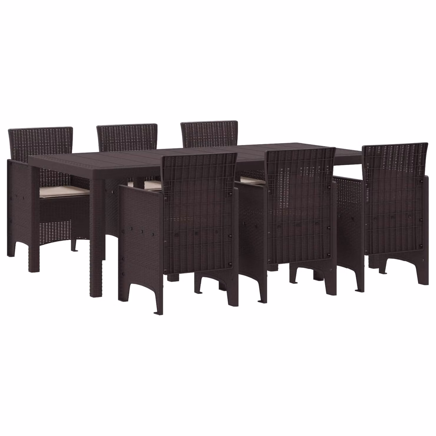 Set da pranzo per giardino e terrazzo vidaXL in polipropilene marrone, 7 pezzi