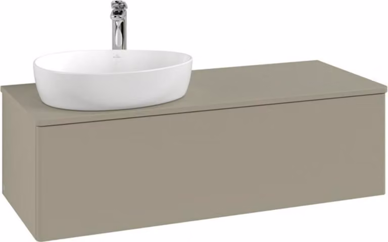 Mobiletto V&B con struttura frontale, con illuminazione Antao 120x36x50cm, HL, WBP Lac, glo wh. Lac