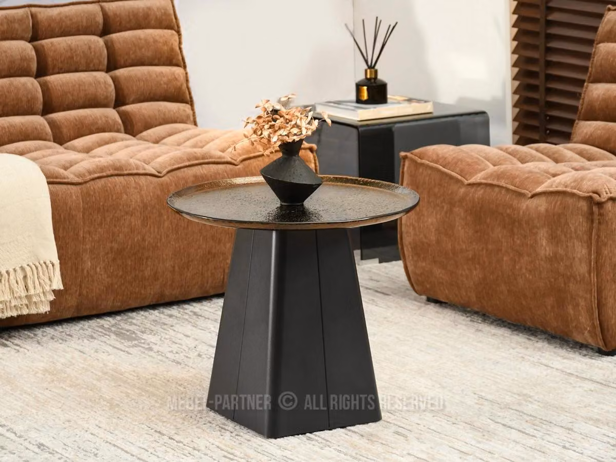 Tavolino da caffè di design HAPR - bronzo, vetro / nero