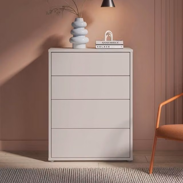 Cassettiera Medea 4 cassetti cashmere 75x35x99 – Stile e funzionalità