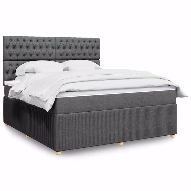 vidaXL Giroletto a Molle con Materasso Ibrido in Tessuto Grigio e Bianco L/P: 180 x 200 cm