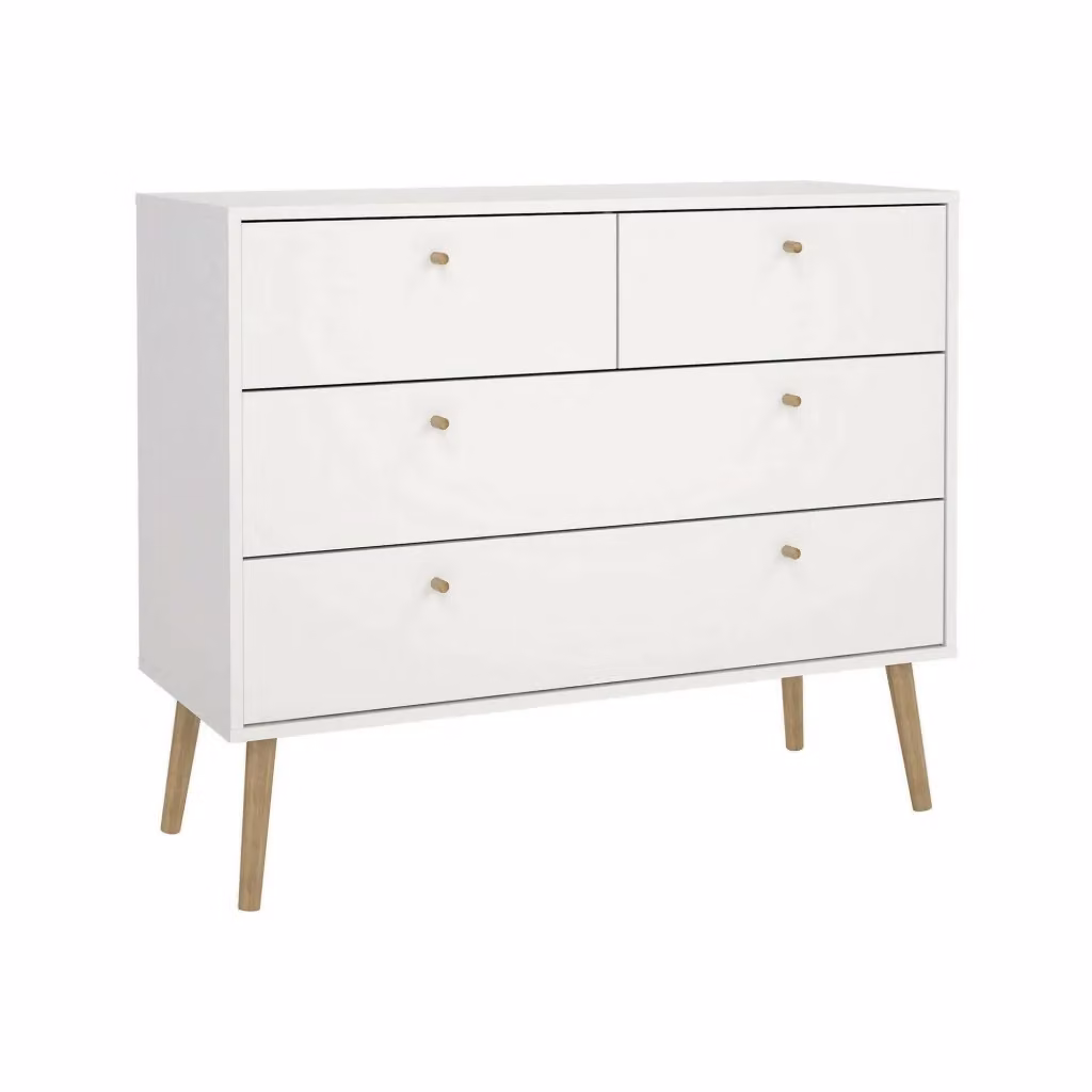 Cassettiera Pelagie DMORA bianca per camera da letto e soggiorno L 99 cm, P 39 cm, H 82 cm – 2