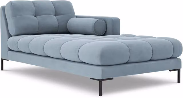Chaise longue destra Bali di Cosmopolitan Design in velluto azzurro con funzione letto L/P/H: 164 x 102 x 75 cm – 1