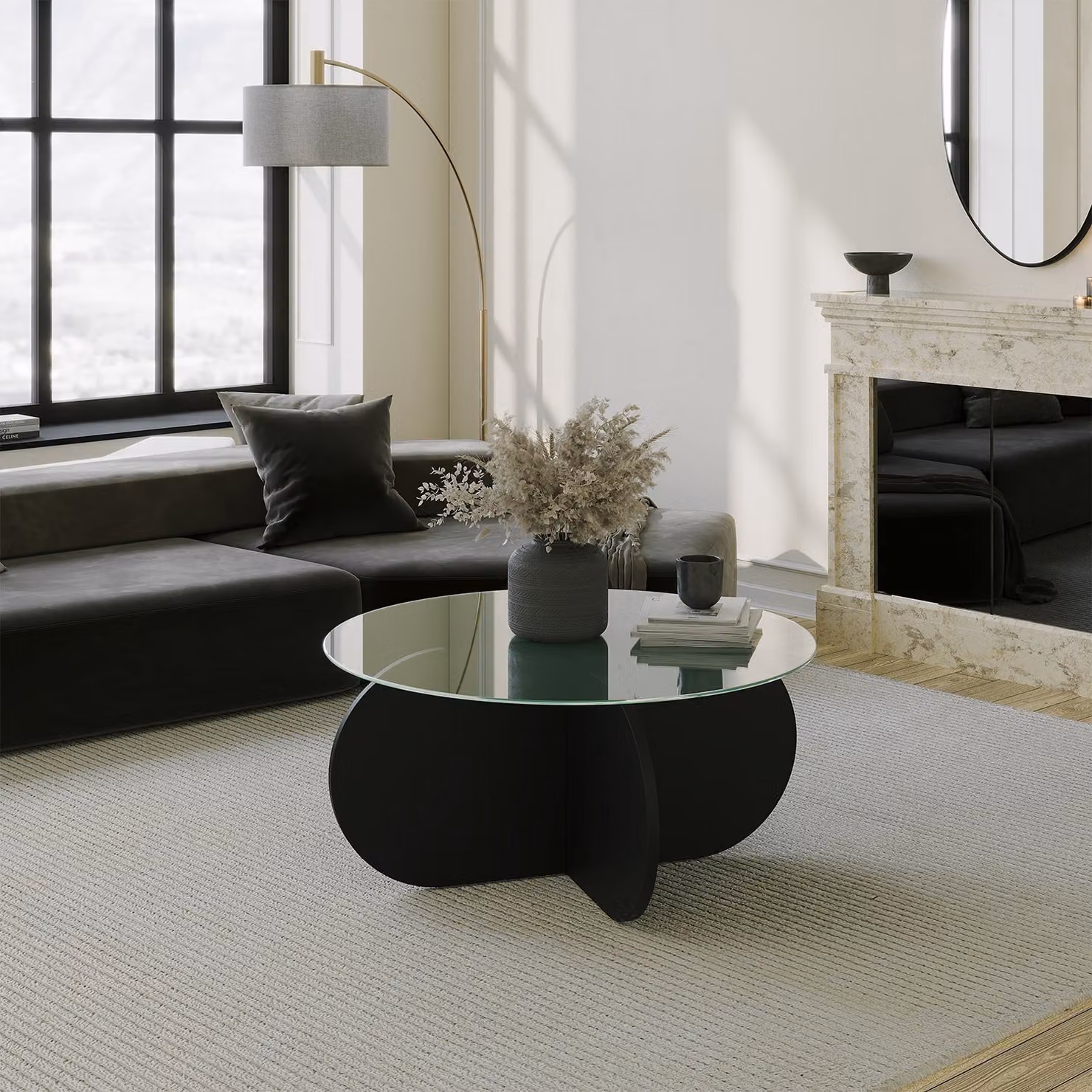 Skye Decor, Bubble - Black, tavolini, nero, vetro, 75 x 35 x 75 cm
