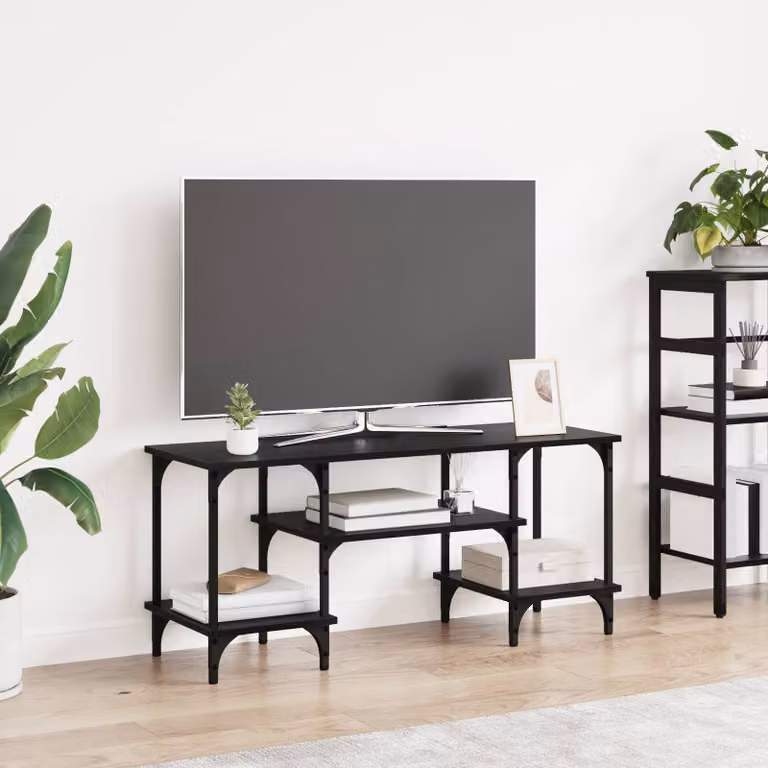 Mobile TV vidaXL Rovere Nero con Ruote L 102 x P 35 x H 45,5 cm