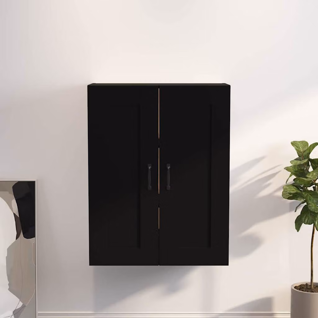 Armadietto Pensile da Parete vidaXL Nero con Ante a Battente L: 69,5 cm, P: 32,5 cm, H: 90 cm
