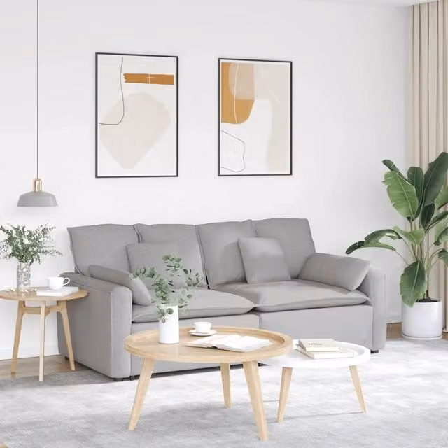 Divano Modulare con Cuscini-Sofa Modulare-Divanetto Grigio Nuvola
