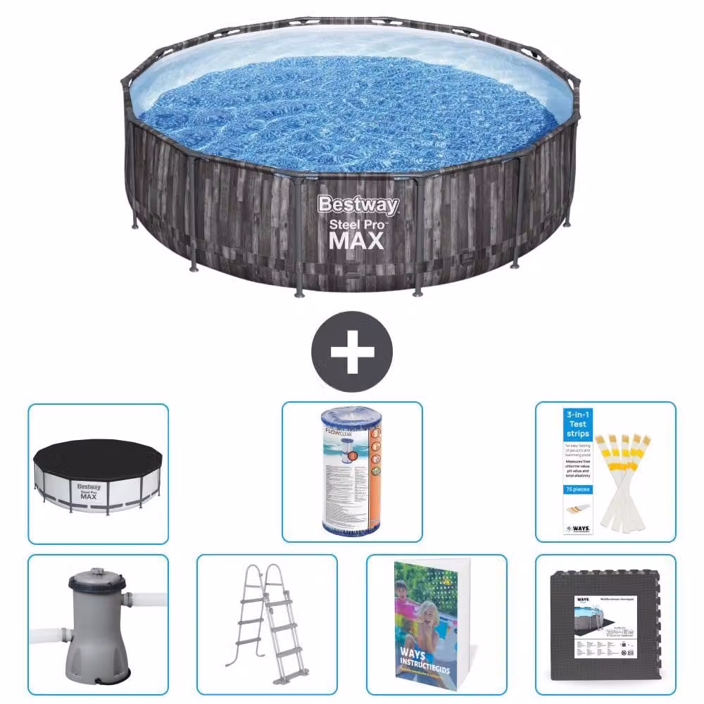 Piscina gonfiabile Bestway Steel Pro MAX, rotonda, 427x107 cm, composta da 6 parti, modello S563
