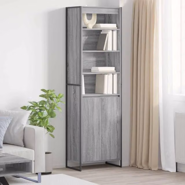 Armadio alto vidaXL in stile industriale grigio con ante a battente e ripiani interni L: 60 cm, P: 20,36 cm, H: 200 cm – 1