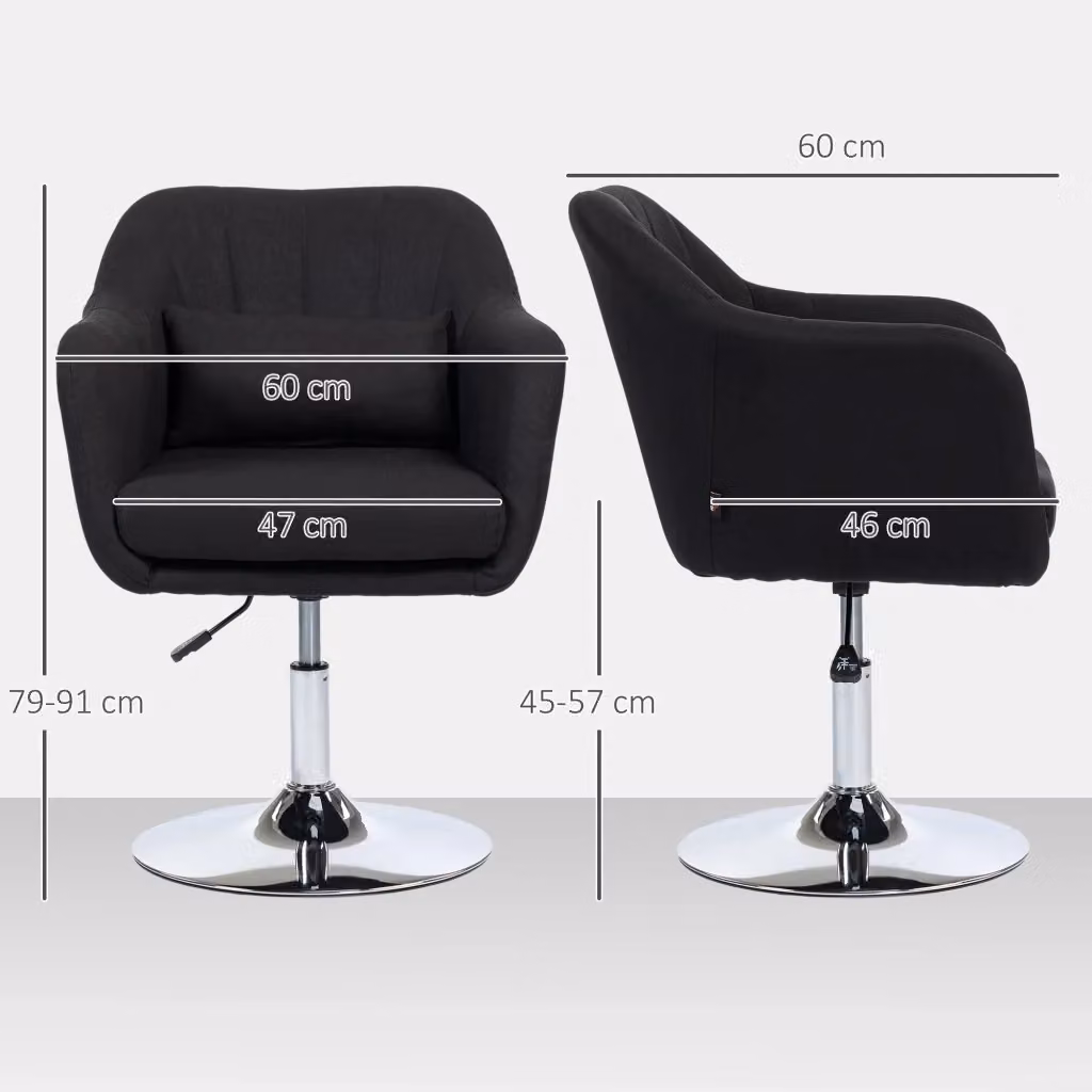 Sedia lounge WISHDOR girevole a 360 con braccioli e altezza regolabile, nera – 2