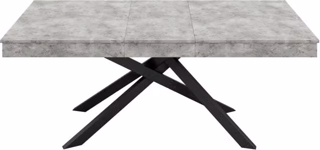 Tavolo da pranzo allungabile 140-180x80 cm con piano in MDF grigio e gambe in metallo, per 6-8 persone