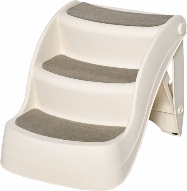 Scaletta pieghevole per cani e gatti Aosom con 3 gradini antiscivolo in plastica, Beige, L 49 x P 38 x H 38 cm – 1