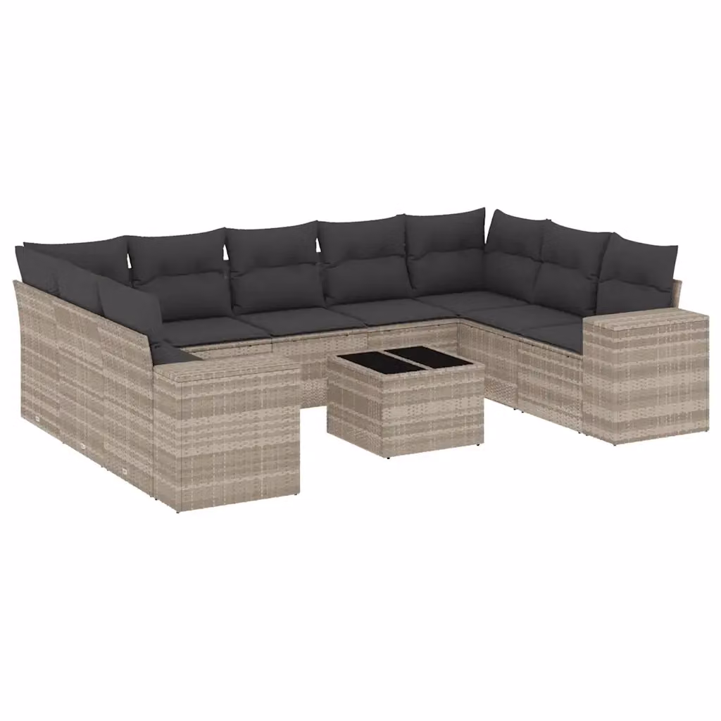 vidaXL Set Divano da Giardino 10 Pezzi con Cuscini Grigio con Tavolino e Struttura in Metallo – 2