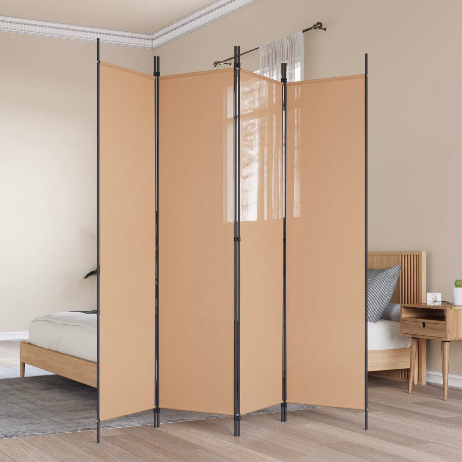 Divider per stanze vidaXL in acciaio e poliestere beige