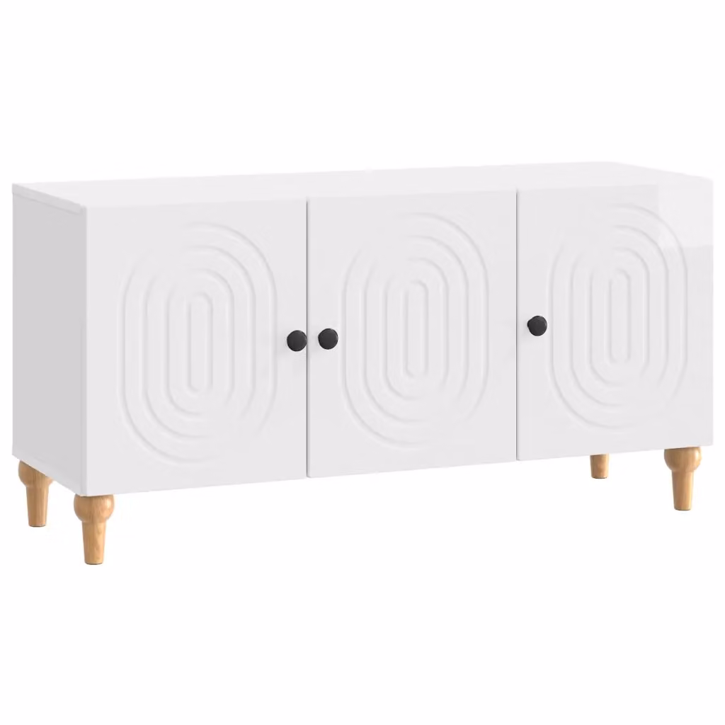 Mobile TV moderno in legno ingegnerizzato bianco lucido L: 99 cm, P: 34,5 cm, H: 50 cm – 2