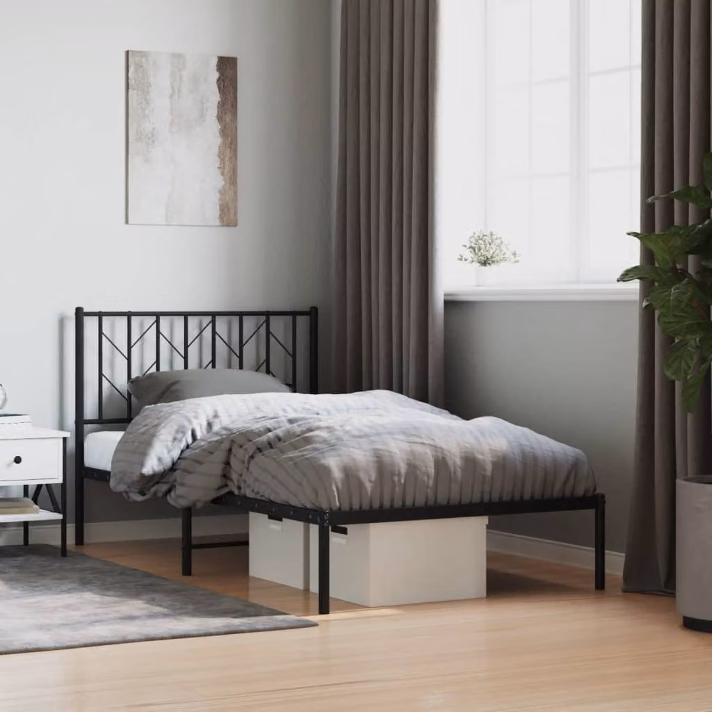vidaXL Giroletto con Testiera in Metallo Nero L: 190 cm, P: 105 cm, H: 90 cm