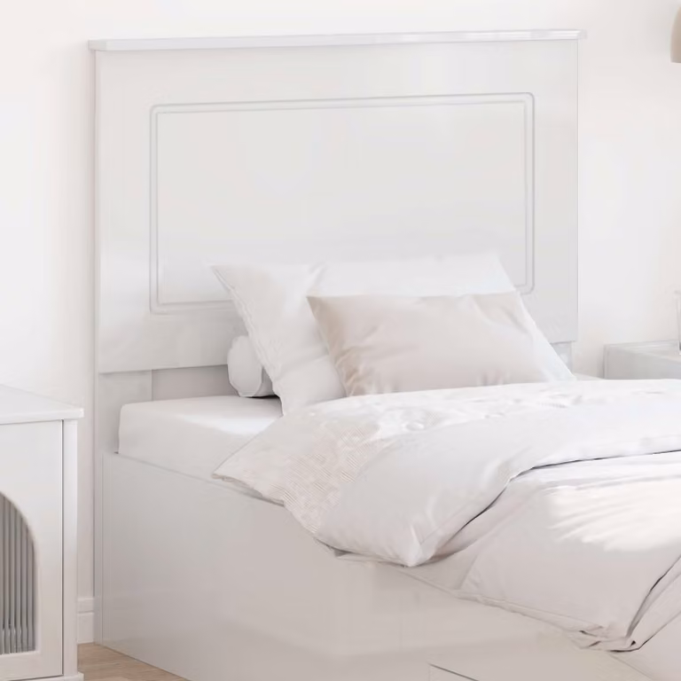 Testiera per letto vidaXL in legno ingegnerizzato bianco lucido, Larghezza: 100 cm