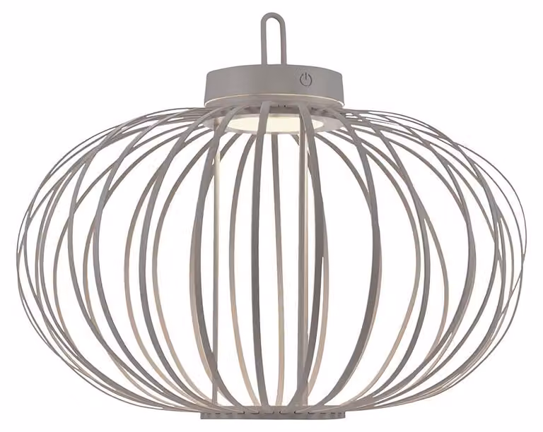 Lampada a sospensione/da tavolo a LED, colore grigio-beige, con dimmer touch, diametro 46 cm