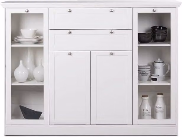 Mobile credenza con vetrina 4 ante 2 casssetti bianco 160x40xh.120cm EFFEZ