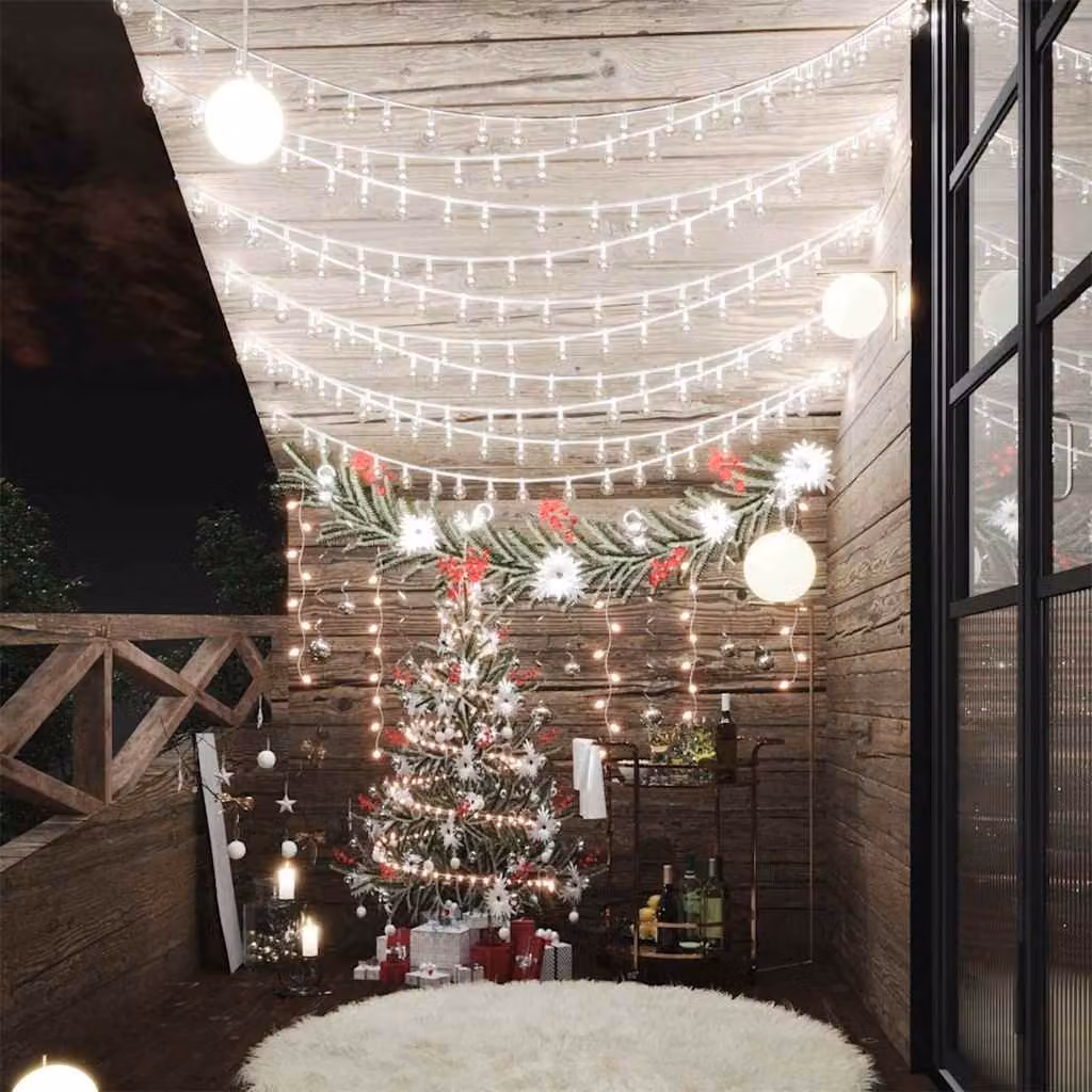 vidaXL Filo di Luci con Sfere LED Bianco Freddo, 400 LED, 40 m