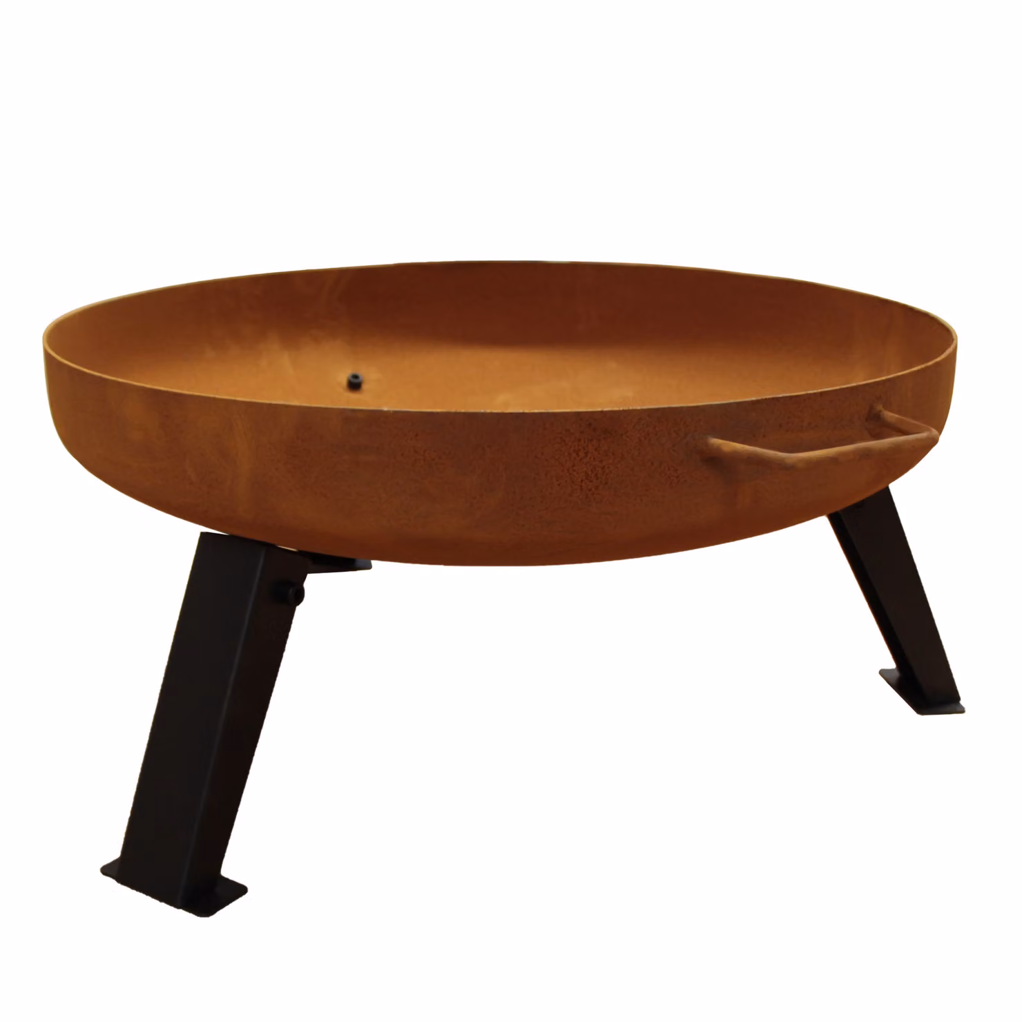 KÖHKO® Braciere Macapa Ø 55 cm in acciaio da 2 mm effetto ruggine | Con foro di drenaggio, maniglie e 3 gambe pieghevoli e rimovibili