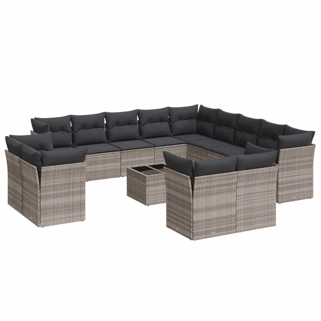 Set Divani da Giardino 14pz con Cuscini in Polyrattan