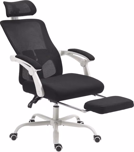 Sedia da Ufficio Ergonomica con Poggiatesta e Braccioli, Rivestimento in Tessuto, Nero, L: 66 cm, P: 64 cm, H: 110-118 cm – 1