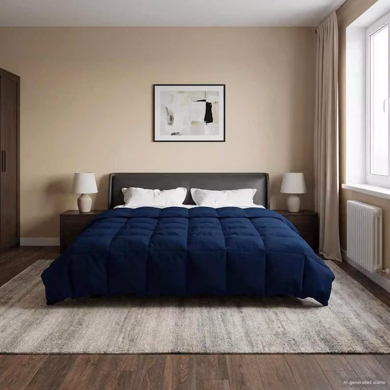 Piumone Completo 4 Stagioni vidaXL in Microfibra Traspirante e Reversibile, Blu, L/P: 240 x 220 cm