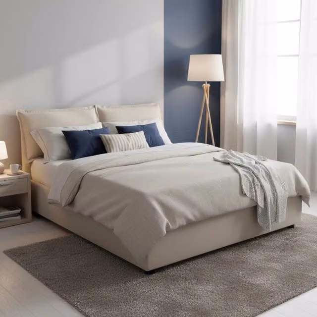 Letto Matrimoniale Amelinda Talamo Italia con Materasso Incluso, Beige, L/P: 160 x 200 cm
