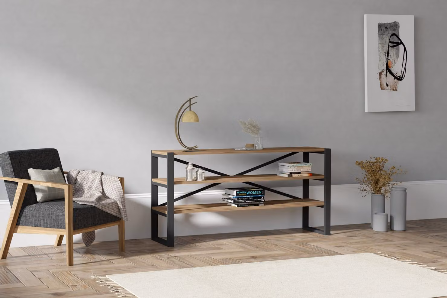 Skye Decor, Natali- Natali PUQ, colore noce, cassettiera, 59x120x32 cm, 100% pannello di particelle rivestito in melamina