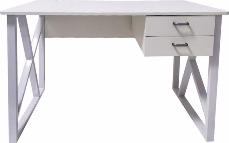 Scrivania da computer Stoer - scrivania per laptop - stile industriale moderno - metallo e legno - bianca