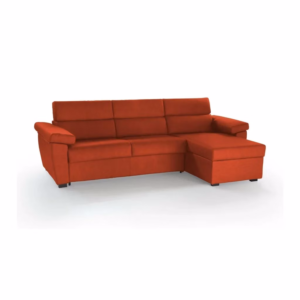 Divano Letto con Penisola Sfoderabile DMORA Made in Italy, Arancione, L/P/H: 285 x 160 cm – 2