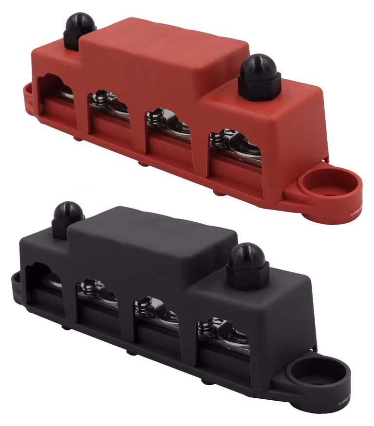 2 barre di collegamento per sistemi a 12-48 V DC, blocco di distribuzione da 250 A, per auto, camper, barca
