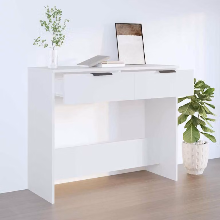 vidaXL Tavolino da Salotto Bianco in Legno e MDF L: 90 cm, P: 36 cm, H: 75 cm
