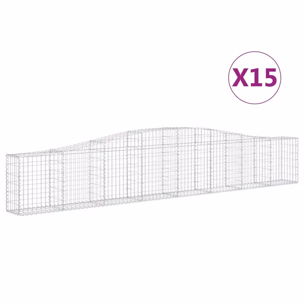 Set di 15 Cesti Gabbioni ad Arco vidaXL in Acciaio Zincato Argento L: 400 cm, P: 30 cm, H: 60/80 cm – 2